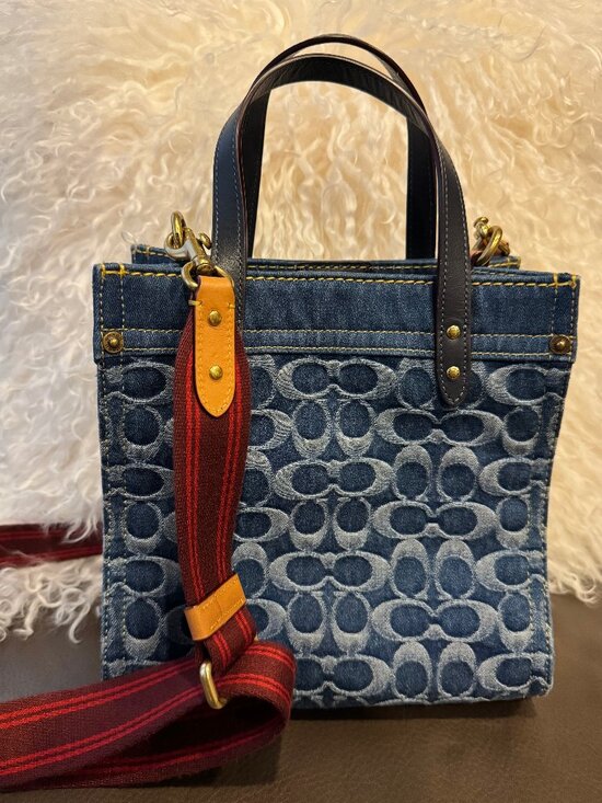 Coach Handbags - Coach Women's Field Denim 22 Signature Bag
